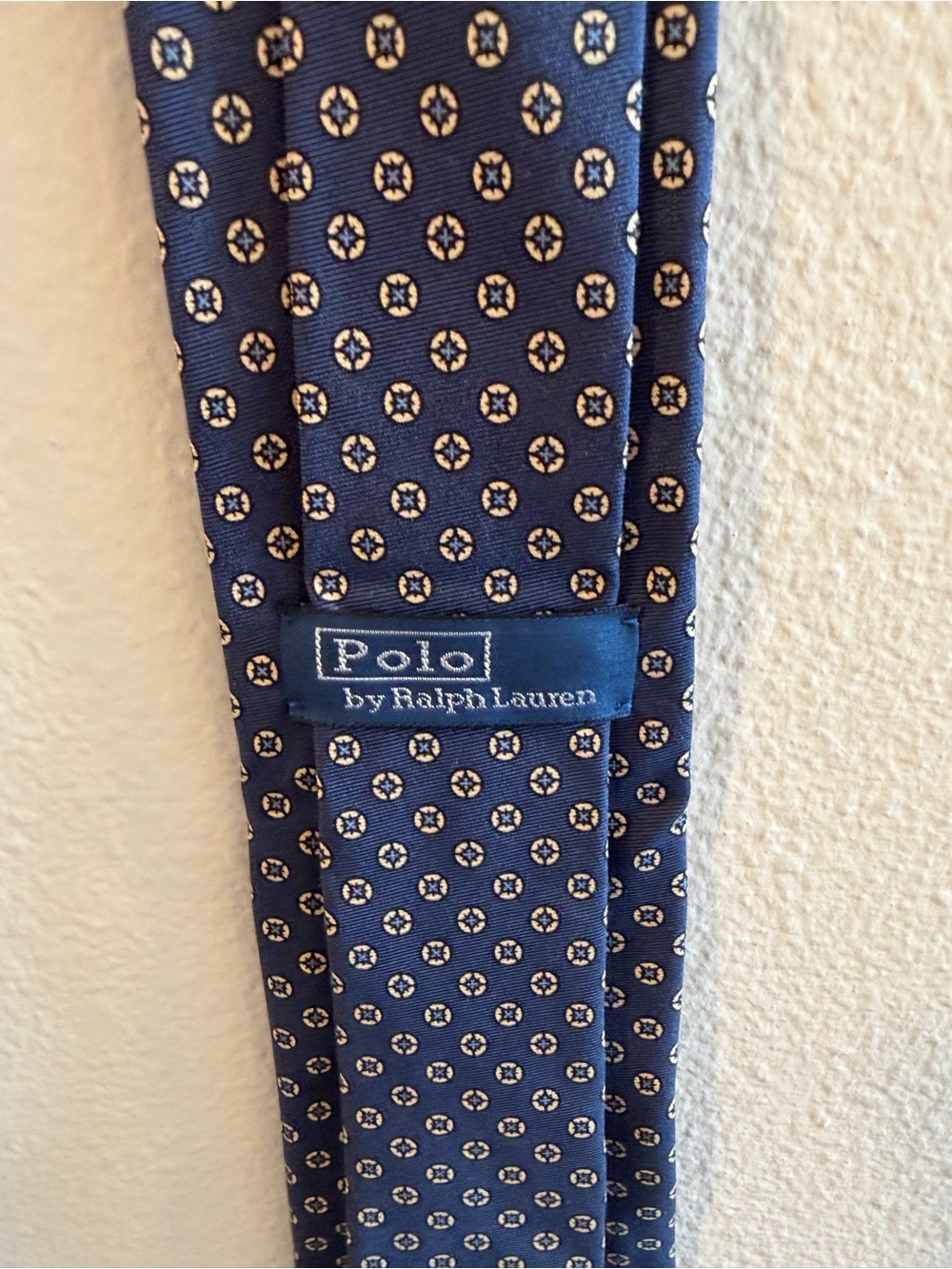 Polo by Ralph Lauren Navy Silk Medallion Tie with Cream Accents